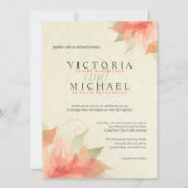 秋のオレンジ及びベージュ色の花柄の結婚式招待状 招待状 (正面)