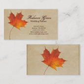 秋のオレンジ秋の葉の造園 名刺 (正面/裏面)