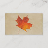 秋のオレンジ秋の葉の造園 名刺 (裏面)