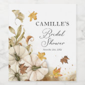 秋のオレンジ色のエレガントなブライダルシャワーのワインボトルラベル ワインラベル (シングルラベル)