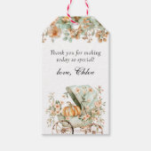 秋のオレンジ色のカボチャの赤ちゃんシャワー感謝祭のお礼の品 ギフトタグ (正面)