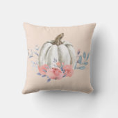 秋のオレンジ色のカボチャ 水彩 ピンク 花 植物 クッション (裏面)