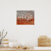 秋のオレンジ色のグレーのウェディングカード&ギフト ポスター (キッチン)