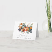 秋のオレンジ色のブライダルシャワー サンキューカード (正面)