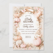 秋のオレンジ色のベイビーシャワーのご招待 ヴィンテージ ブラッシュ 招待状 (正面)