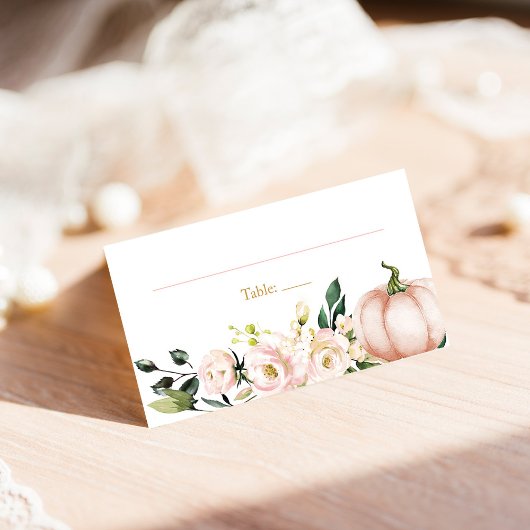 秋のオレンジ色のポストカードと食事案内カード プレイスカード