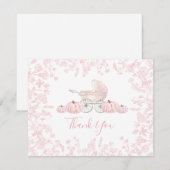 秋のオレンジ色の南瓜 シノワズリーベビーシャワーの招待状 サンキューカード (正面/裏面)