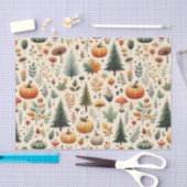 秋のオレンジ色の水彩パンプキン模様 薄葉紙 (クラフト)