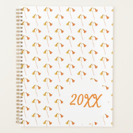 秋のオレンジ色の水彩植物野花 プランナー手帳