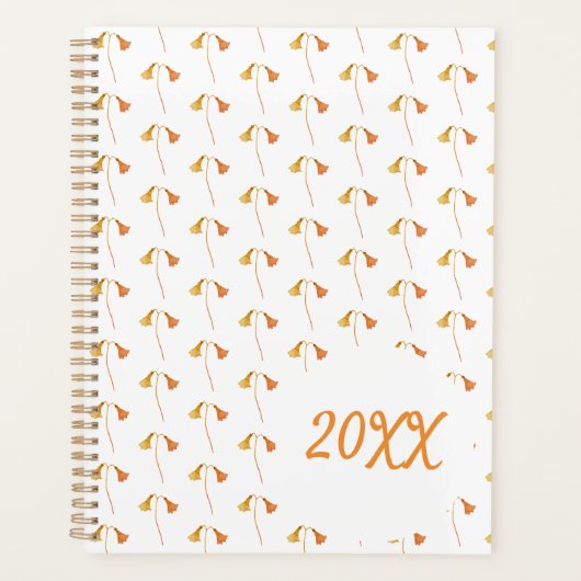 秋のオレンジ色の水彩植物野花 プランナー手帳 (正面)