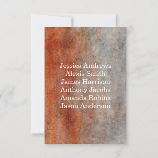 秋のオレンジ色の水彩表の番号席 招待状 (裏面)