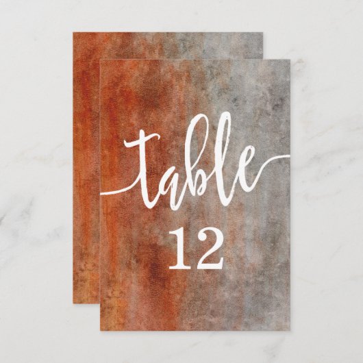 秋のオレンジ色の水彩表の番号席 招待状 (正面/裏面)