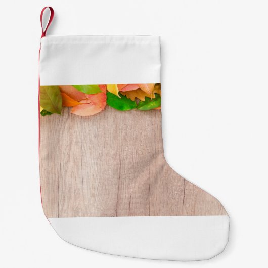 秋のオレンジ色の自然レッドイエロー スモールクリスマスストッキング (正面)