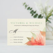 秋のオレンジ色の花の両面RSVP 出欠カード (スタンド正面)