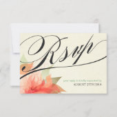 秋のオレンジ色の花の両面RSVP 出欠カード (裏面)