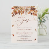秋のオレンジ色の花彼女はYes婚約 招待状 (スタンド正面)