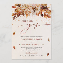 秋のオレンジ色の花彼女はYes婚約 招待状