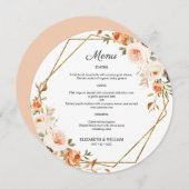 秋のオレンジ色の金ゴールドフローララウンドメニュープレート メニュー (正面/裏面)