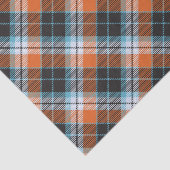 秋のオレンジ色の青い格子模様 薄葉紙 (詳細)