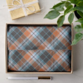 秋のオレンジ色の青い格子模様 薄葉紙 (ギフト)