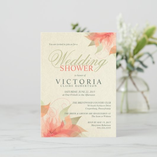 秋のオレンジ花のウェディングシャワーの招待状 招待状 (スタンド正面)