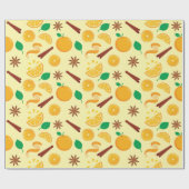 秋のオレンジ、シナモン、秋スターアニスシームレス ラッピングペーパー (フラット)