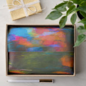 秋のオレンジ、青、緑の抽象芸術ペイント 薄葉紙 (ギフト)