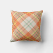 秋のオレンジ、黄色と白の格子縞 クッション (裏面)