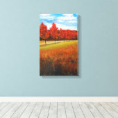 秋のオレン葉ジの木絵画の木 キャンバスプリント (インサイチュ (ウッドフロア))