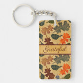 秋のオークの木葉の感謝 キーホルダー (正面)