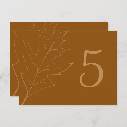 秋のオークの葉のウェディングテーブルナンバー ポストカード (正面/裏面)
