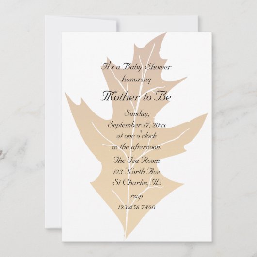 秋のオークの葉の赤ちゃんシャワー 招待状 (正面)