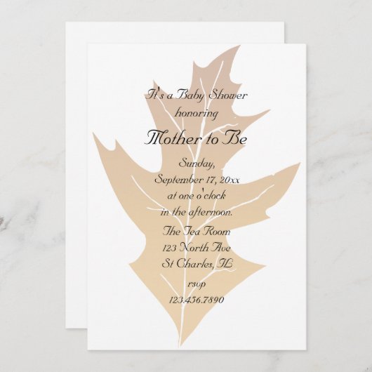 秋のオークの葉の赤ちゃんシャワー 招待状 (正面/裏面)