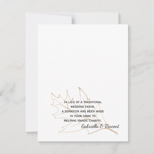 秋のオークの葉結婚のチャリティーフェイスカード (正面)