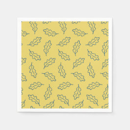 秋のオークカクテルナプキンズ – トウモロコシ/ティール（緑がかった色） スタンダードカクテルナプキン