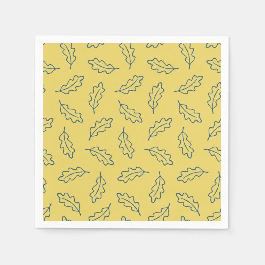 秋のオークカクテルナプキンズ – トウモロコシ/ティール（緑がかった色） スタンダードカクテルナプキン (正面)