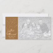 秋のオークリーフたった今結婚しましたフォトカード 案内状 (正面)