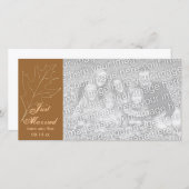 秋のオークリーフたった今結婚しましたフォトカード 案内状 (正面/裏面)