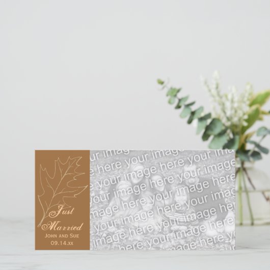 秋のオークリーフたった今結婚しましたフォトカード 案内状 (スタンド正面)