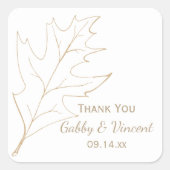 秋のオークリーフ結婚の感謝メッセージカード スクエアシール (正面)