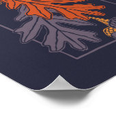 秋のオーク葉のとドングルズのパターン(暗) ポスター (角)