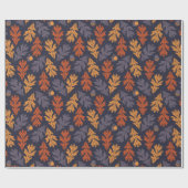 秋のオーク葉のとドングルズの模様（暗） ラッピングペーパー (フラット)