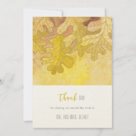 秋のオーク葉の結婚サンキューカード 招待状