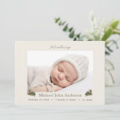 秋のオーク葉アイボリー写真誕生のお知らせ 招待状 (スタンド正面)