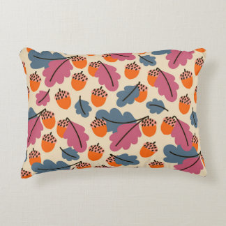 秋のオーク葉材・どんぐり模様 アクセントクッション