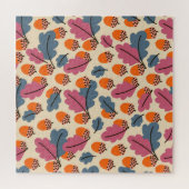 秋のオーク葉材・どんぐり模様 ジグソーパズル (横)