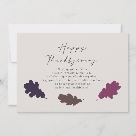 秋のオーク離れの感謝祭のフォトカード 招待状 (裏面)