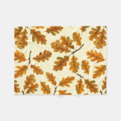 秋のオーク離れの白 フリースブランケット (正面(横))