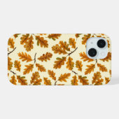 秋のオーク離れの白 iPhone 15ケース (裏面横)