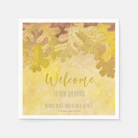 秋のオーク離れ結婚ズの歓迎 スタンダードカクテルナプキン (正面)